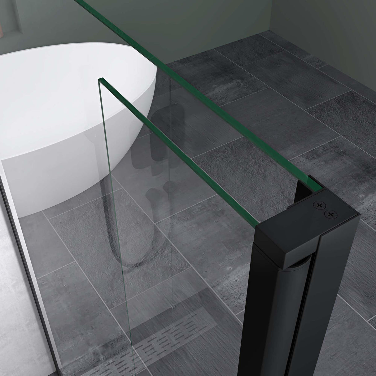 glasvilla Walk-In Duschwand für Dusche Duschabtrennung 10mm Klarglas mit 30cm Nebenteil ESG-Sicherheitsglas mit Nanobeschichtung Runder & Rechteckiger Stabilisator Bremen02K-Plus