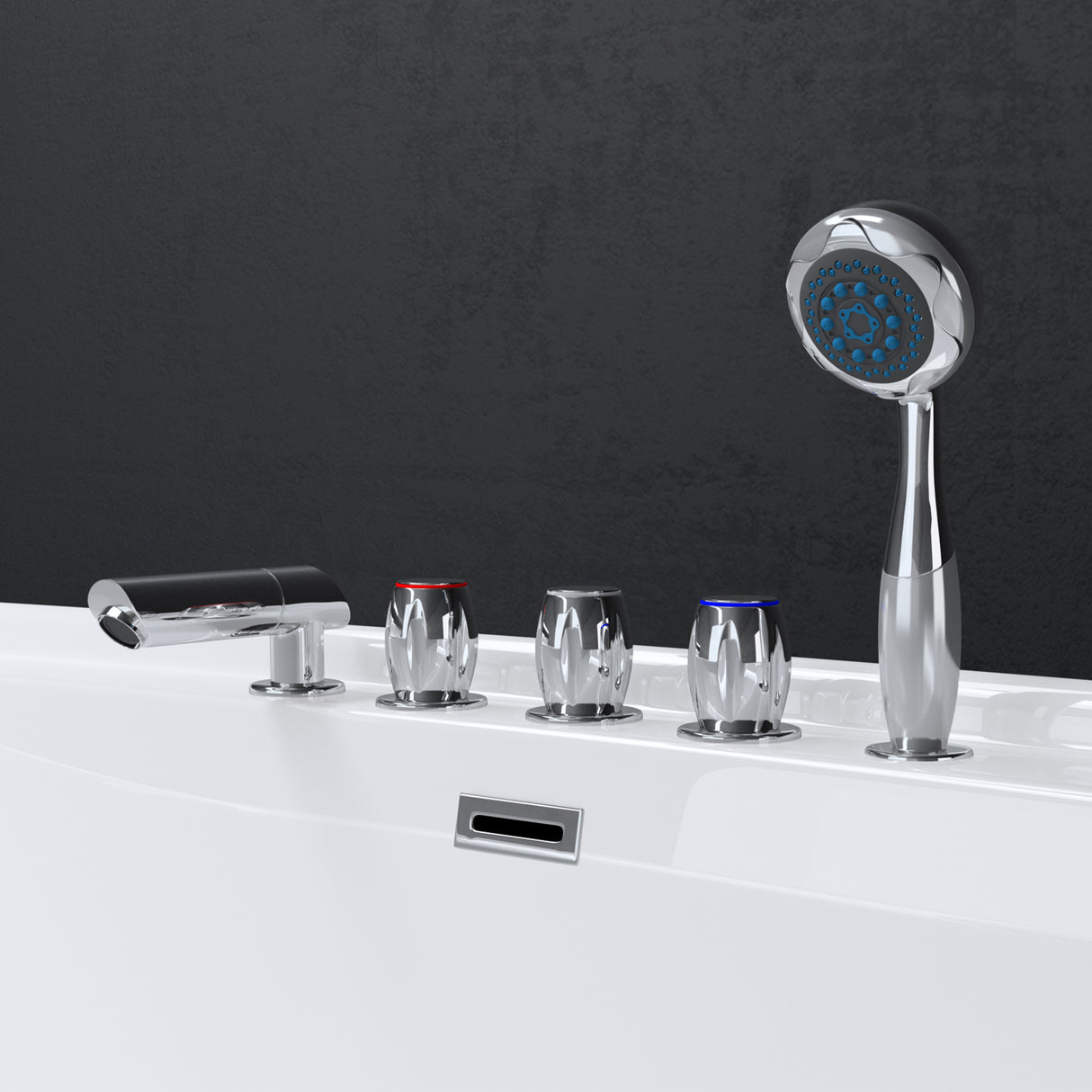 glasvilla Freistehende Badewanne Rechteck Sanitäracryl mit Armatur Standbadewanne