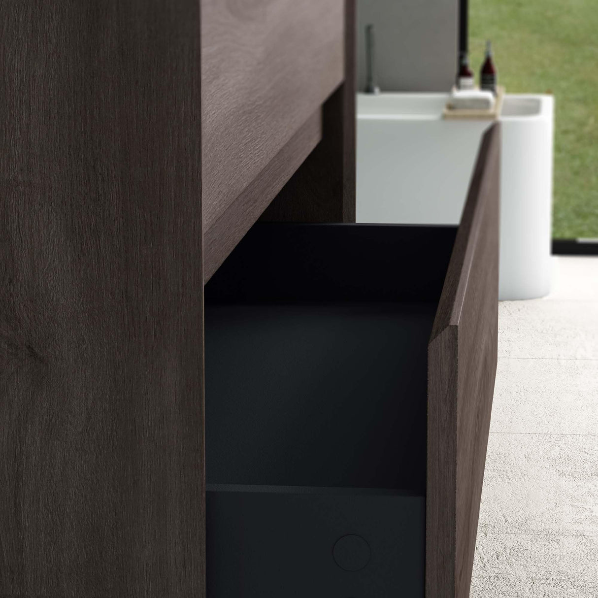 glasvilla Badmöbelset Badezimmermöbel Waschbeckenunterschrank 2 Schubladen mit Soft-Close inkl. Waschbecken in matt Anthrazit aus Mineralguss Rimo