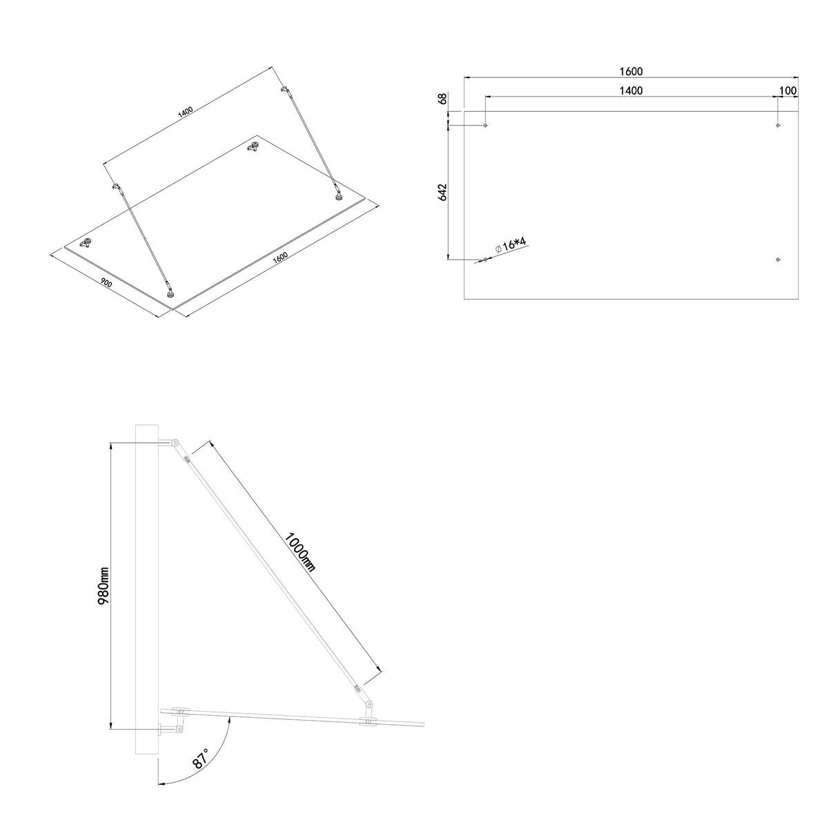 glasvilla Glasvordach Überdachung Transparenter VSG mit SGP Folie Vordach Edelstahl Wandhalterung Regenschutz Eingangsbereich VDG02K