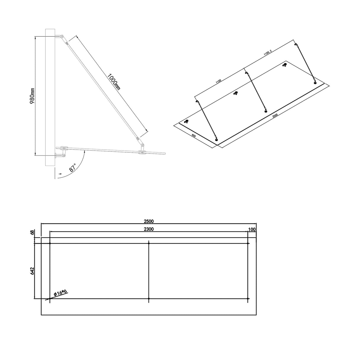 glasvilla Glasvordach Überdachung Transparenter VSG mit SGP Folie Vordach Edelstahl Wandhalterung Regenschutz Eingangsbereich VDG02K