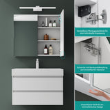 glasvilla Spiegelschrank mit Spiegellampe Badezimmerschrank Spiegelleuchte 180° Drehbar LED Badlampe Strahlenschön