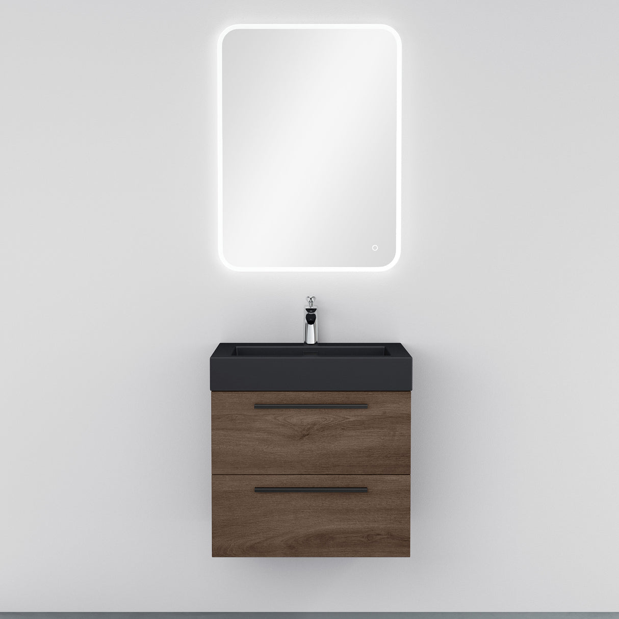 glasvilla Badmöbel-Set Waschbeckenunterschrank Waschtisch mit Unterschrank inkl. Mineralguss-Waschbecken in Anthrazit Quadratto