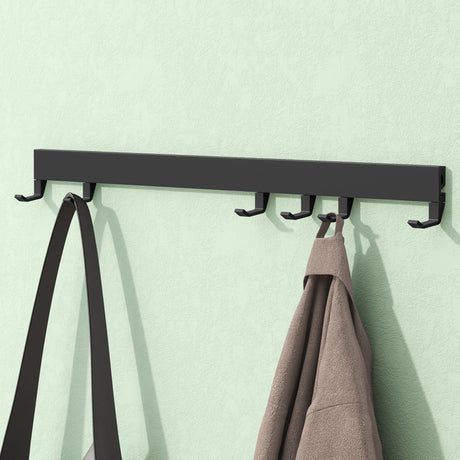 glasvilla Garderobenleiste mit verstellbaren Haken, Kleiderhaken aus Aluminium, Wandgarderobe Garderobenhaken Stalo-10