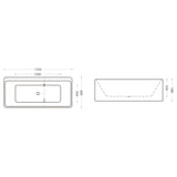 glasvilla Freistehende Badewanne Rechteck Sanitäracryl mit Armatur Standbadewanne