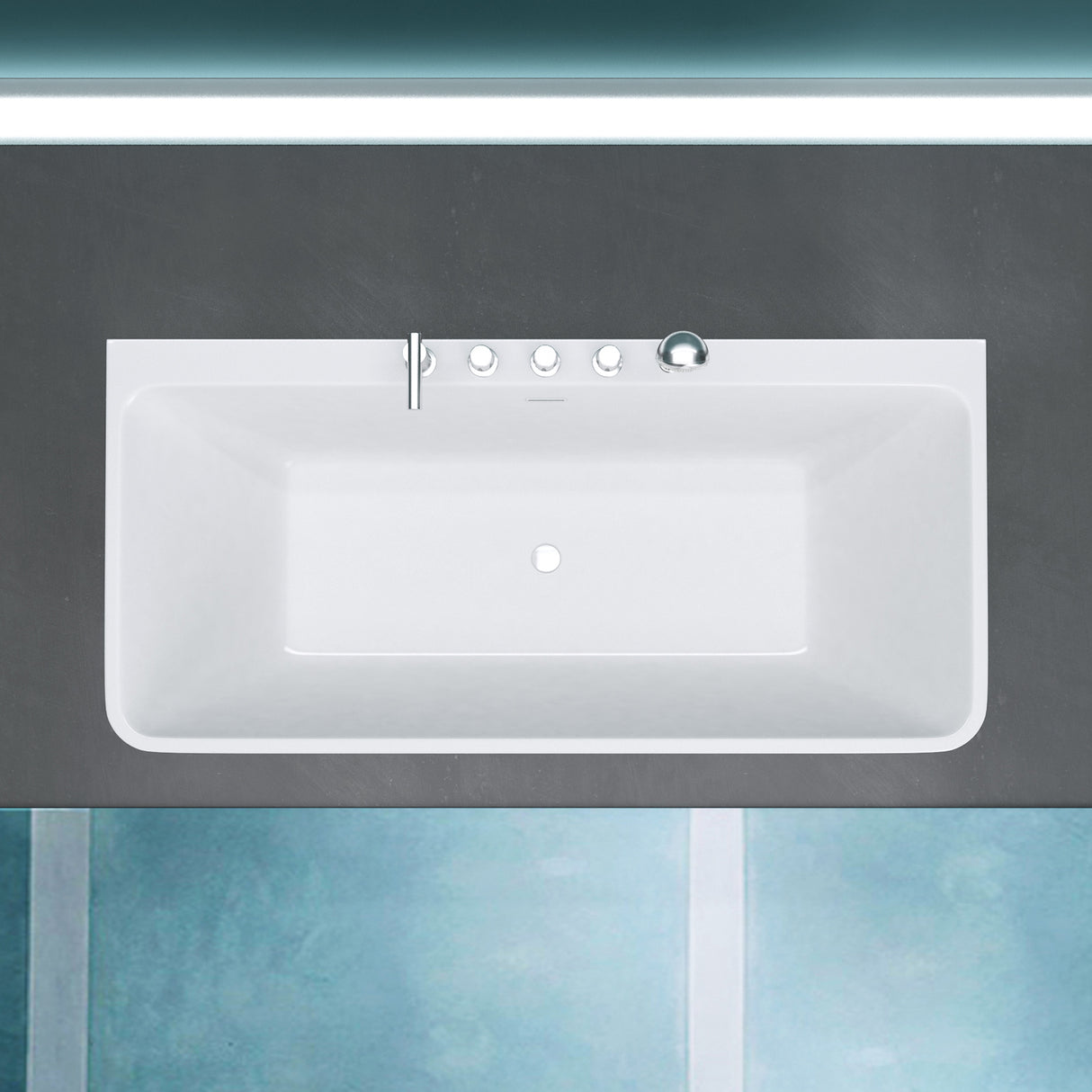 glasvilla Freistehende Badewanne Rechteck Sanitäracryl mit Armatur Standbadewanne