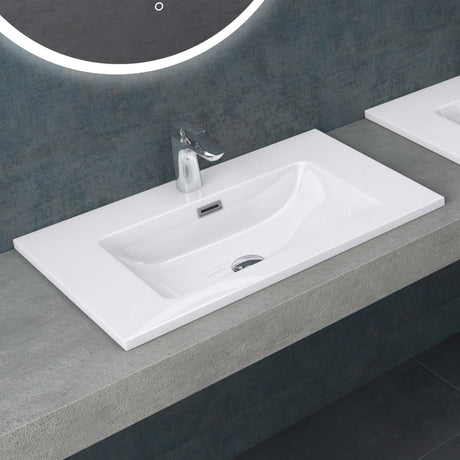 glasvilla Waschbecken Einbauwaschbecken Waschtisch Einbauwaschtisch aus Mineralguss Col02