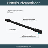 glasvilla Haltestange Duschwand Duschabtrennung Duschglaswand | Stabilisator für Walk in Dusche | um 180°schwenkbar für 6-10 mm Glasstärke