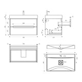 glasvilla Badmöbel-Set  Badezimmermöbel Waschbeckenunterschrank mit Softclose Schubladen inkl. Mineralguss Waschbecken Yoga