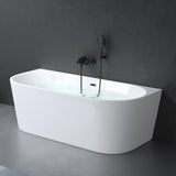 glasvilla Freistehende Badewanne Acryl Oval Acryl-Standbadewanne inkl. Pop Up Ablaufgarnitur Weiß