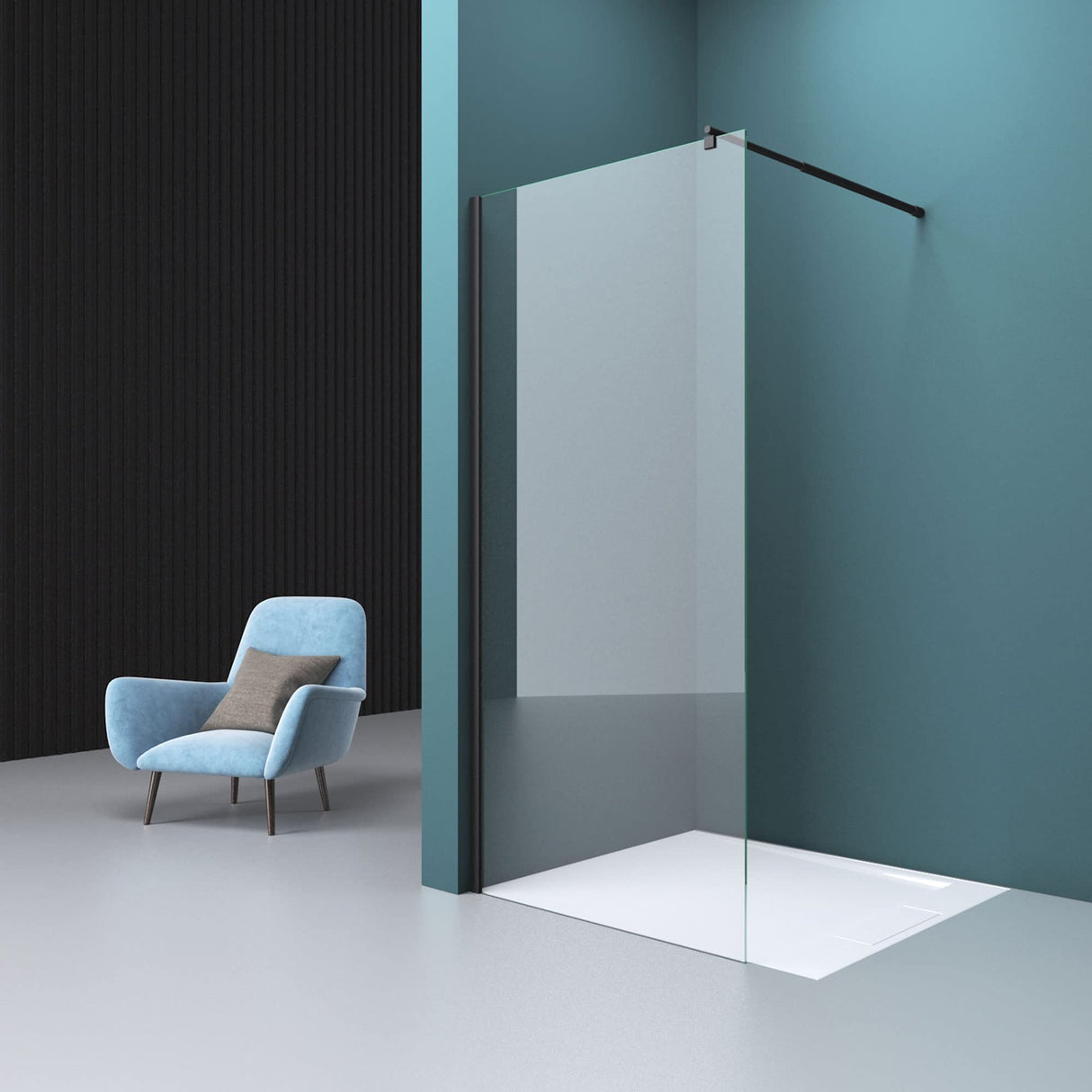 glasvilla Haltestange Duschwand Duschabtrennung Duschglaswand | Stabilisator für Walk in Dusche | um 180°schwenkbar für 6-10 mm Glasstärke