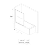 glasvilla Duschwand für Badewanne Badewannenwand faltbar 180° Sicherheitsglas mit NANO 90x140cm Badewannentrennwand Badewannenaufsatz Cortona1121