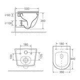glasvilla Wand WC spülrandlos Schwarz Hänge WC spülrandlos Toilette WC mit Sitz Softclose