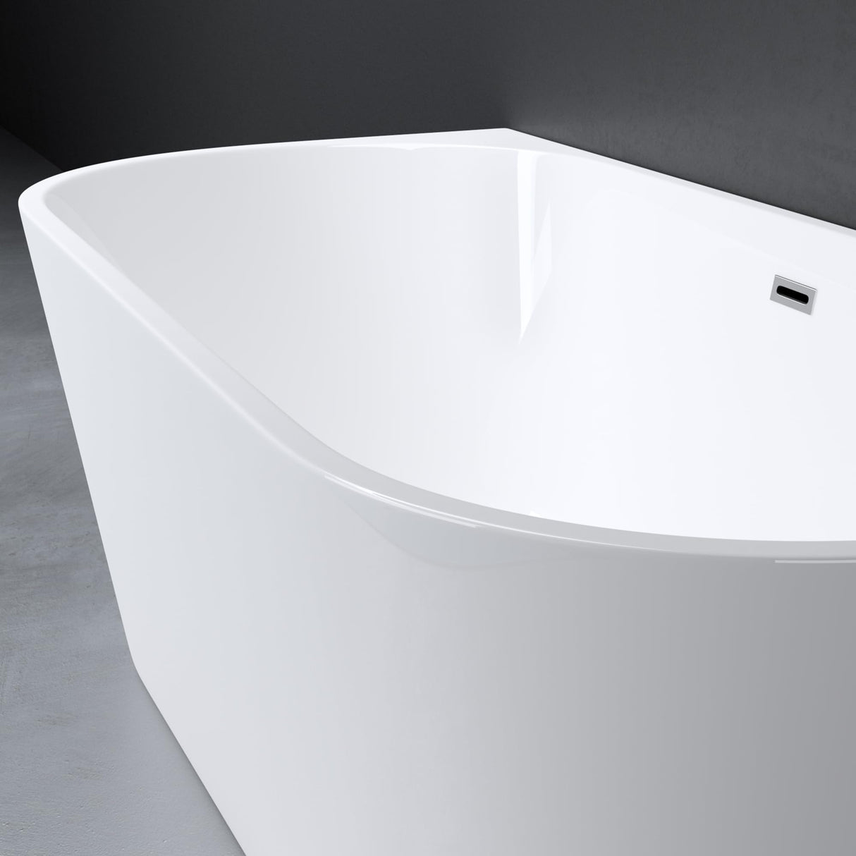 glasvilla Freistehende Badewanne Acryl Oval Acryl-Standbadewanne inkl. Pop Up Ablaufgarnitur Weiß