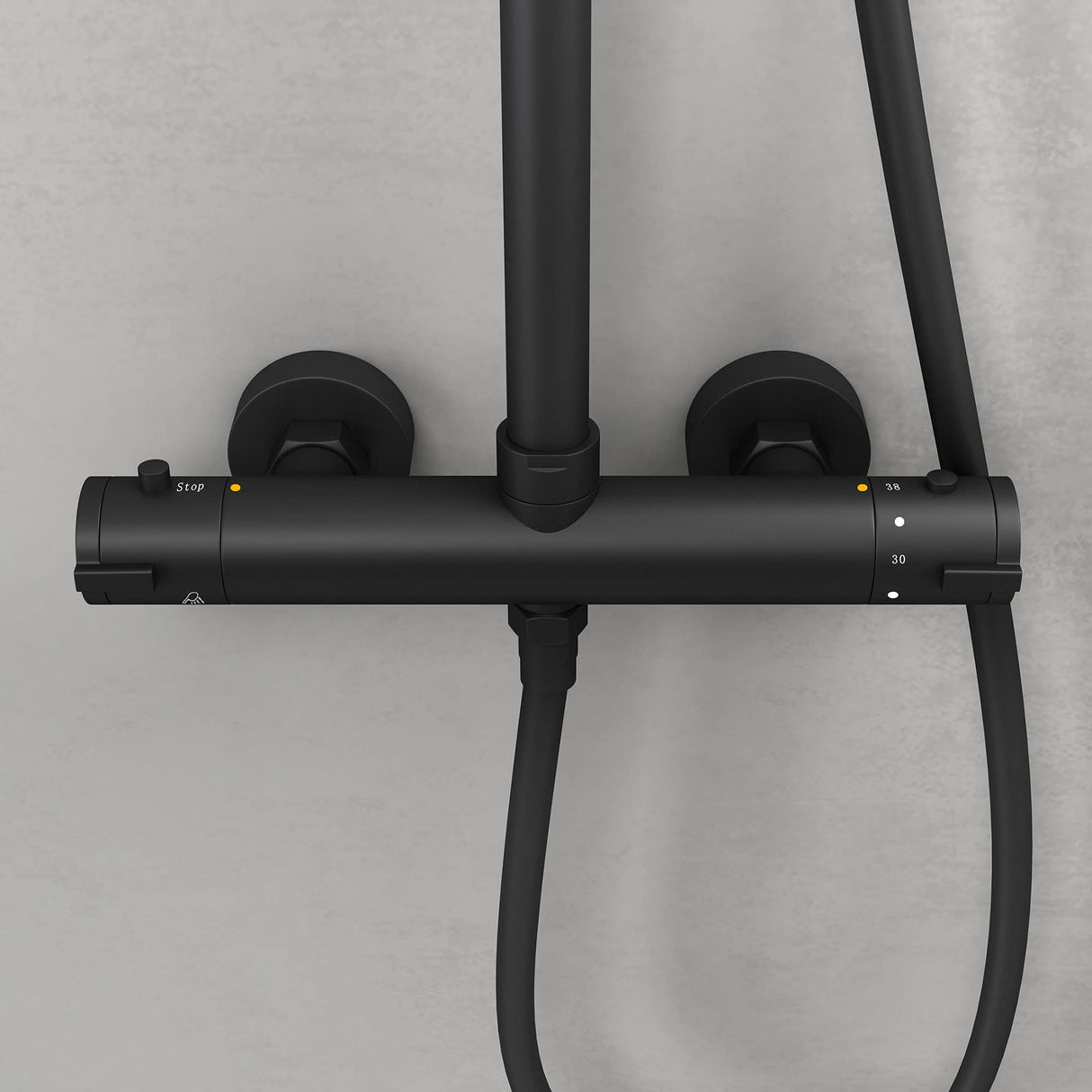 glasvilla Wassersparende Regendusche Wellness-Duschsystem schwarz matt mit rundem Duschkopf (Ø 20cm) Dusch-Set mit Handbrause & Einhebelmischer in zeitloser Optik