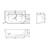 glasvilla Freistehende Badewanne Acryl Oval Acryl-Standbadewanne inkl. Pop Up Ablaufgarnitur Weiß