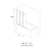 glasvilla Duschwand für Badewanne Badewannenwand faltbar 180° Sicherheitsglas mit NANO 120x140cm Badewannentrennwand Badewannenaufsatz Cortona1408