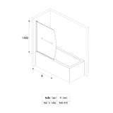 glasvilla Duschwand für Badewanne Badewannenwand faltbar 180° Sicherheitsglas mit NANO 90x140cm Badewannentrennwand Badewannenaufsatz Cortona112