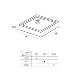 glasvilla Duschwanne Duschtasse aus hochwertigem Acryl Quadratisch Faro1H