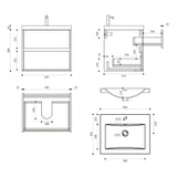 glasvilla Badmöbelset Badezimmermöbel Waschbeckenunterschrank 2 Schubladen mit Soft-Close inkl. Waschbecken in Weiß aus Mineralguss Rimo