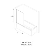 glasvilla Duschwand für Badewanne Badewannenwand Sicherheitsglas mit NANO-Versiegelung Badewannentrennwand Badewannenaufsatz 80x140cm Cortona201