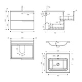 glasvilla Badmöbelset Unterschrank mit Waschbecken Waschtisch 2 Schubladen Badezimmer Waschbeckenunterschrank Badezimmermöbel Paestum