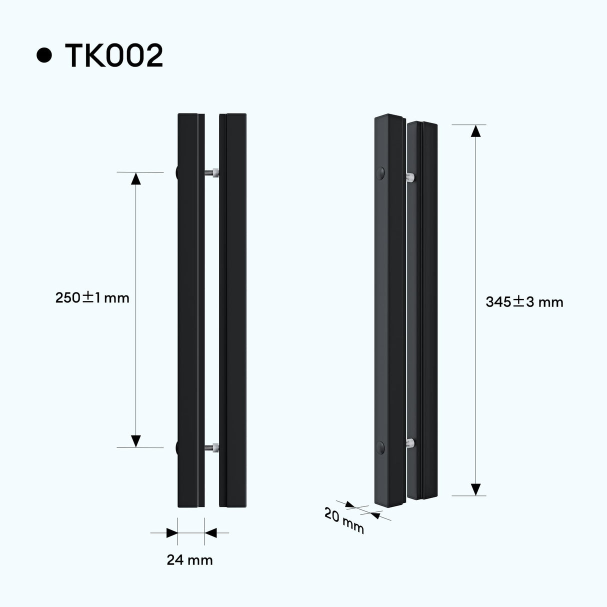glasvilla Türgriff Zimmertürknopf Duschtürgriff Stangengriff Glastürgriffe Stoßgriff