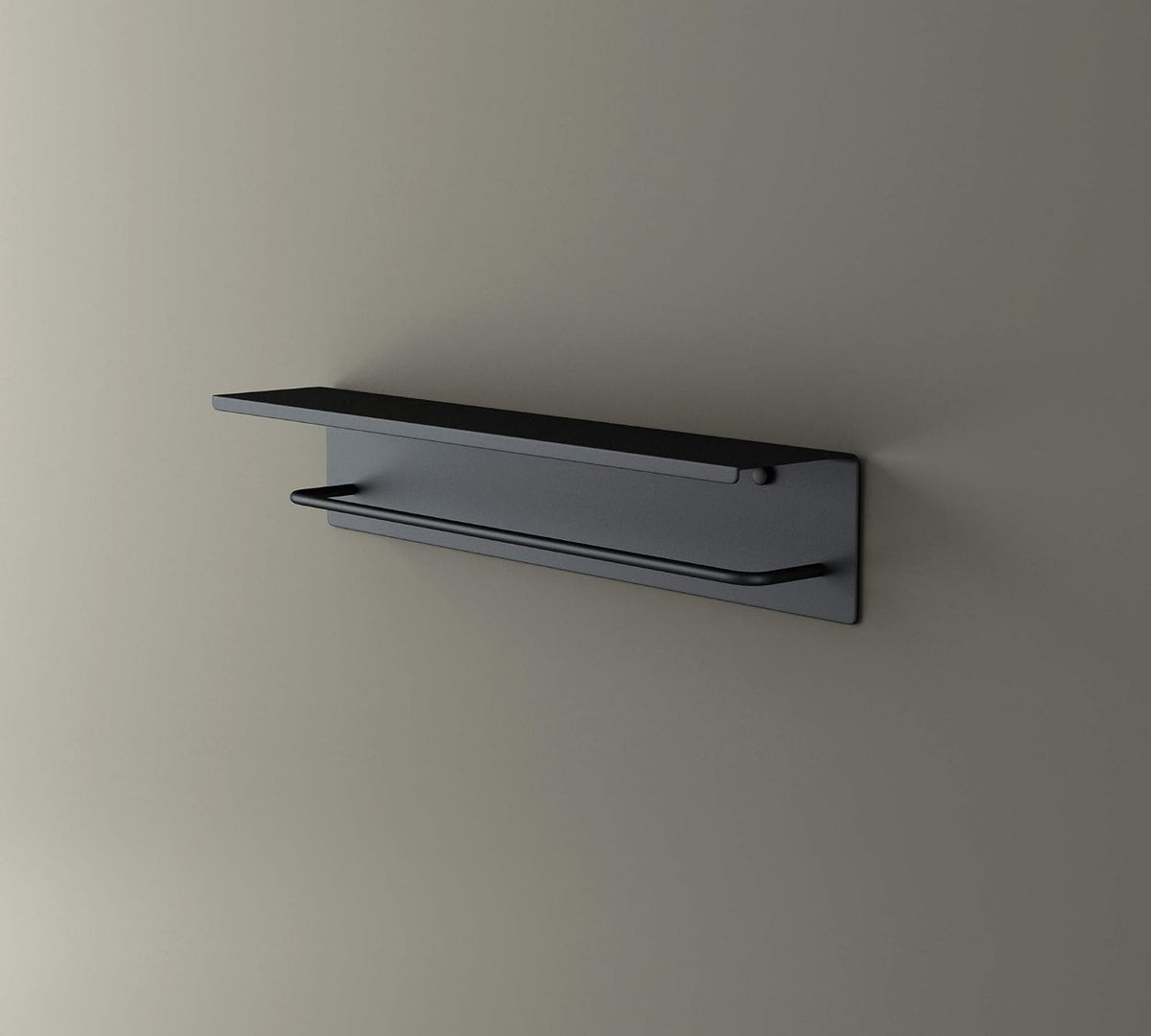 glasvilla Handtuchhaken mit Ablage Schwarz matt 50x10x10 cm aus Edelstahl Wandregal mit Hakenleiste, Handtuchhalter Wandmontage inkl. 5 Haken, MMF257