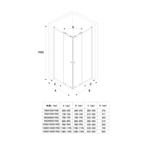 glasvilla Duschkabine con puerta corredera doble puerta de ducha entrada de esquina vidrio real efecto loto 6mm vidrio de seguridad ESG Ravenna16K negro