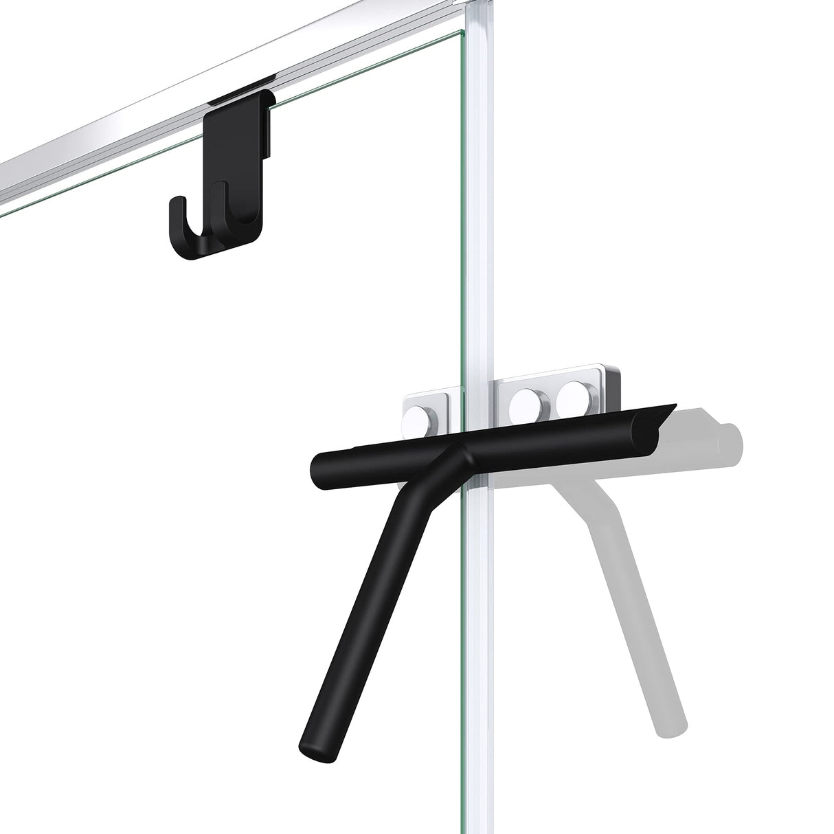 glasvilla Duschabzieher schwarz matt inkl. Aufhänger Silikon Abzieher 19x21cm (LxB) Badezimmer Scheibenabzieher