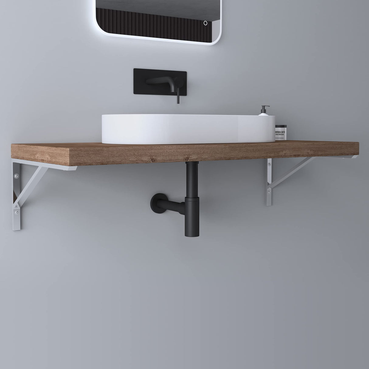 glasvilla Design Wandkonsole aus Edelstahl Waschtisch Halterung WH02