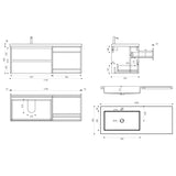 glasvilla Badmöbel-Set Waschtisch mit Unterschrank mineralguss Waschbecken-Unterschrank 120x46x49cm Open