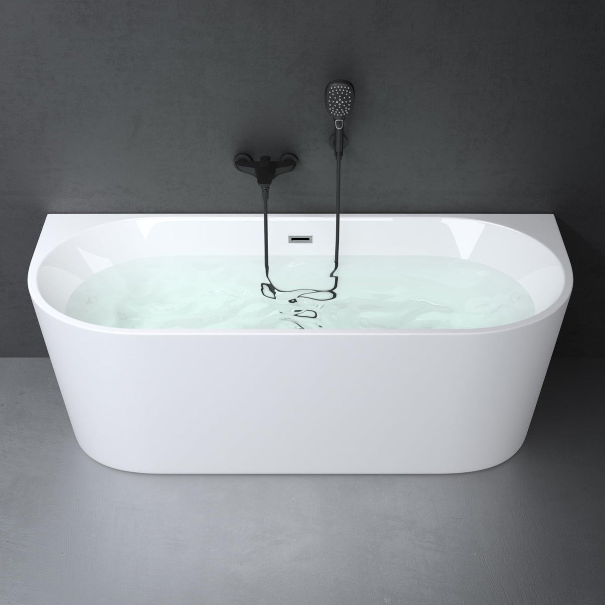 glasvilla Freistehende Badewanne Acryl Oval Acryl-Standbadewanne inkl. Pop Up Ablaufgarnitur Weiß