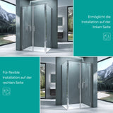 glasvilla Duschkabine Chrom und Schwarz Duschabtrennung mit Drehtür Hebe-Senk-Mechanismus 8mm ESG-Sicherheitsglas Nano-Beschichtung Ravenna66K