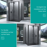 glasvilla Duschkabine Chrom und Schwarz Duschabtrennung mit Drehtür Hebe-Senk-Mechanismus 8mm ESG-Sicherheitsglas Nano-Beschichtung Ravenna66K