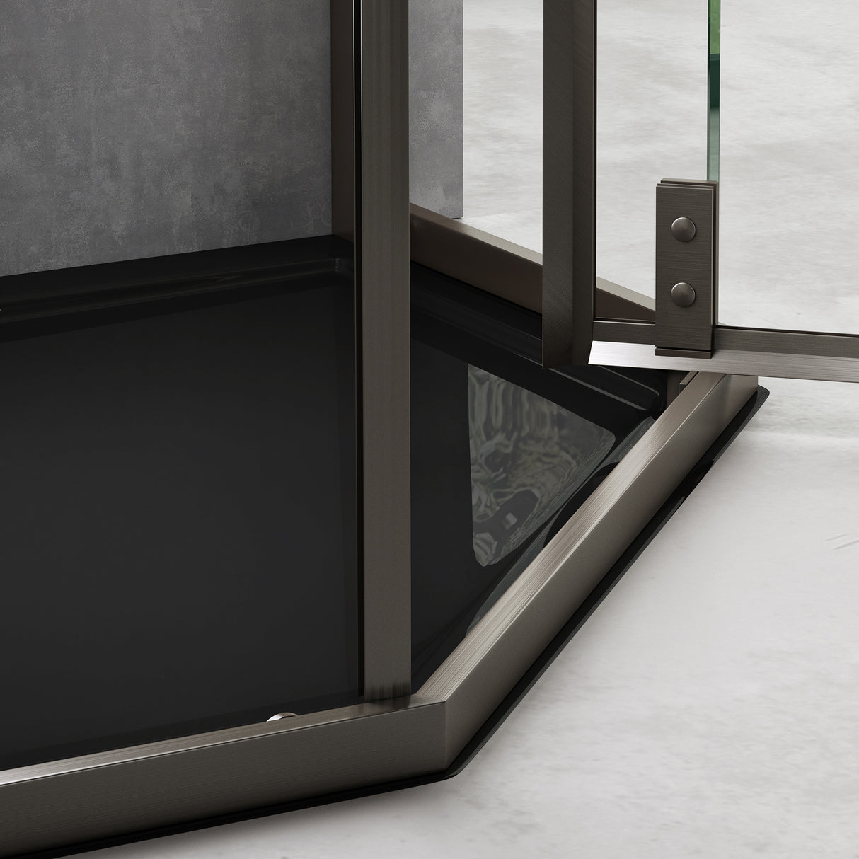 glasvilla Fünfeck-Duschkabine Echtglas 8mm ESG-Sicherheitsglas Edelstahl-Türrahmen Duschabtrennung ebenerdige Montage Ravenna68K