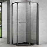 glasvilla Fünfeck-Duschkabine Echtglas 8mm ESG-Sicherheitsglas Edelstahl-Türrahmen Duschabtrennung ebenerdige Montage Ravenna68K