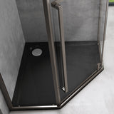 glasvilla Fünfeck-Duschkabine Echtglas 8mm ESG-Sicherheitsglas Edelstahl-Türrahmen Duschabtrennung ebenerdige Montage Ravenna68K