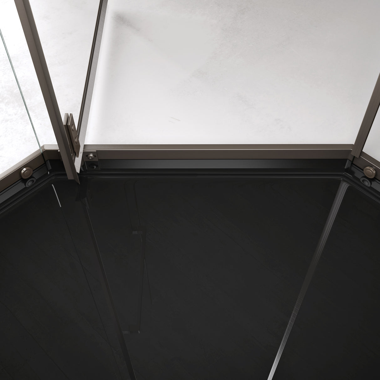 glasvilla Fünfeck-Duschkabine Echtglas 8mm ESG-Sicherheitsglas Edelstahl-Türrahmen Duschabtrennung ebenerdige Montage Ravenna68K