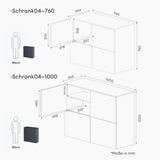 glasvilla Möbel Kommode Aufbewahrungsschrank mit 4 Türen Sideboard Schrank Mehrzweckschrank Schrank04