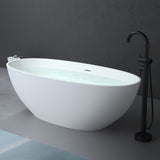 glasvilla Freistehende Badewanne Weiß matt Mineralguss Standbadewanne inkl. Nano-Versiegelung