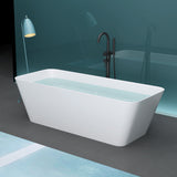 glasvilla Freistehende Badewanne Weiß matt Mineralguss Standbadewanne inkl. Nano-Versiegelung