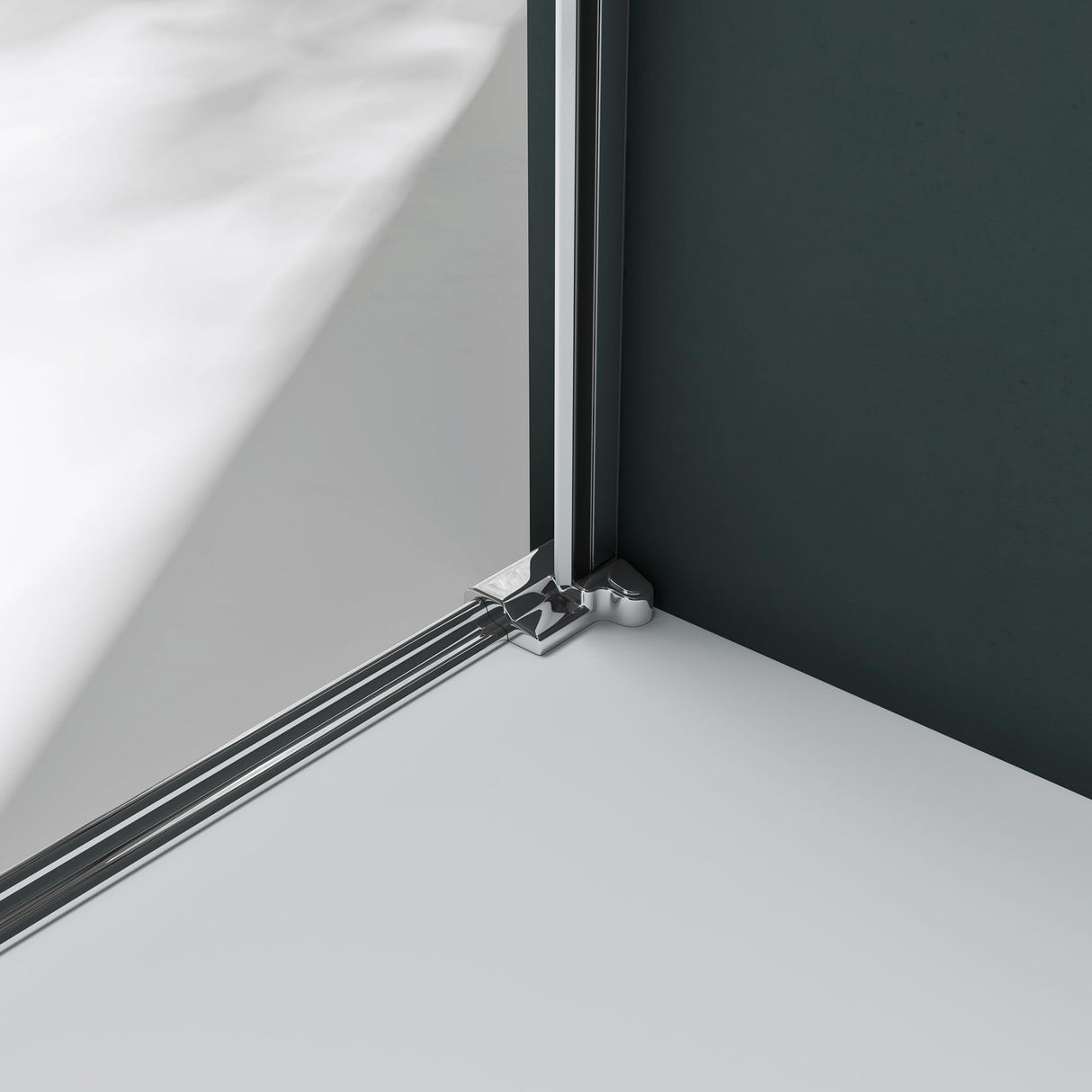 glasvilla Duschtür Nischentür dusche Duschabtrennung Chrom und Schwarz Duschkabine Schwingtür 8mm ESG-Sicherheitsglas mit Nanobeschichtung Hebe-Senk-Mechanismus Klarglas und Milchglas Streifen Teramo36K