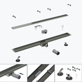 glasvilla Duschrinne Bodenablauf aus Edelstahl | Komplettset Ablaufrinne für Badezimmer | Befliesbar Wasserabfluss 35L/min | Haarsieb KE110