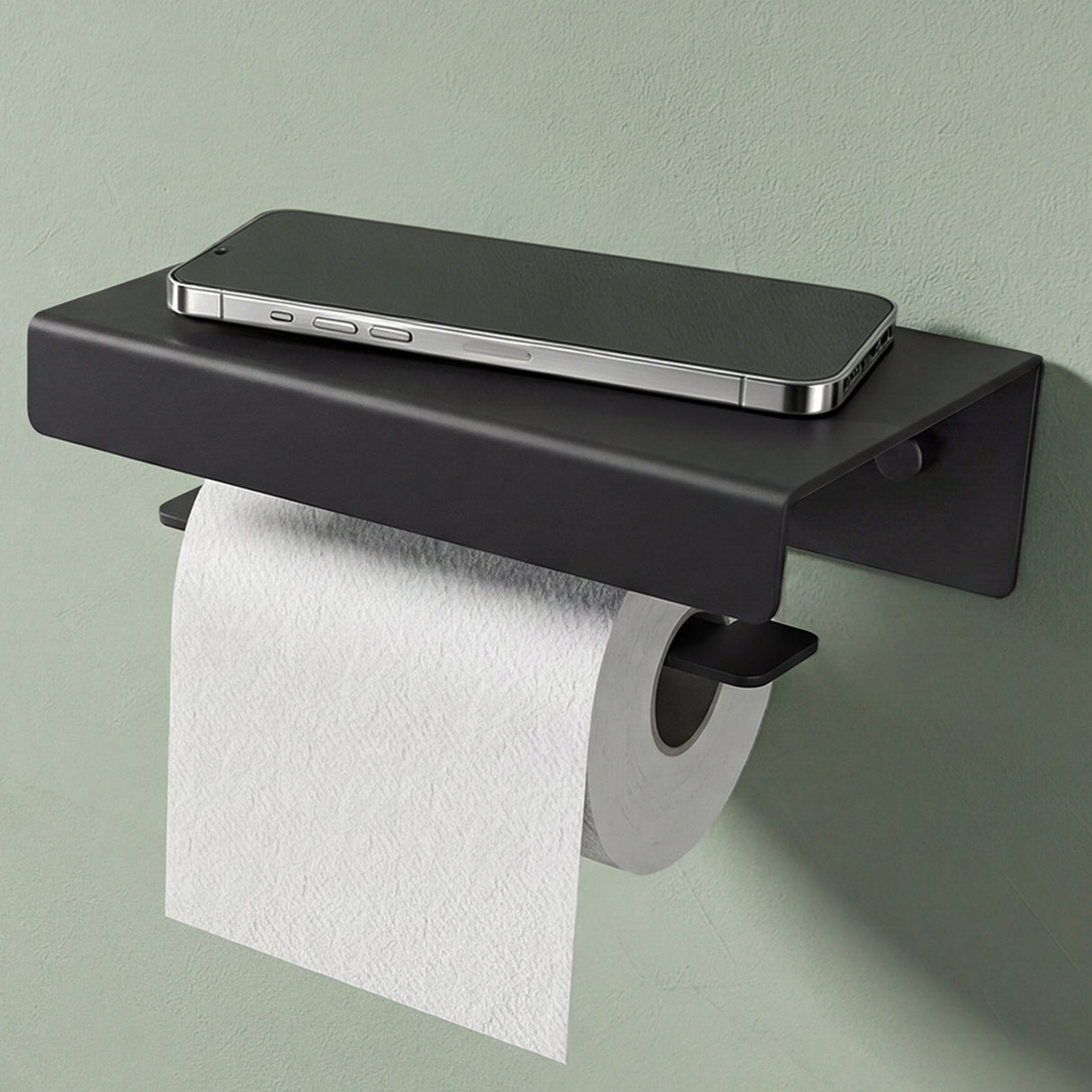 glasvilla Toilettenpapierhalter mit Ablage, Klopapierhalter WC aus Aluminiumlegierung, Toilettenpapier Halterung Rollenhalter  Lino-05
