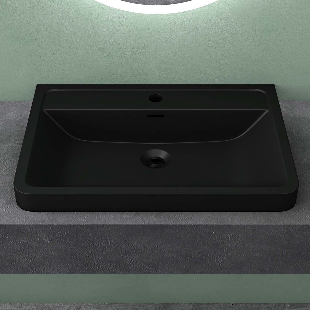 glasvilla Waschbecken Einbauwaschbecken Rechteckige Waschschale aus Mineralguss mit Überlauf Col8