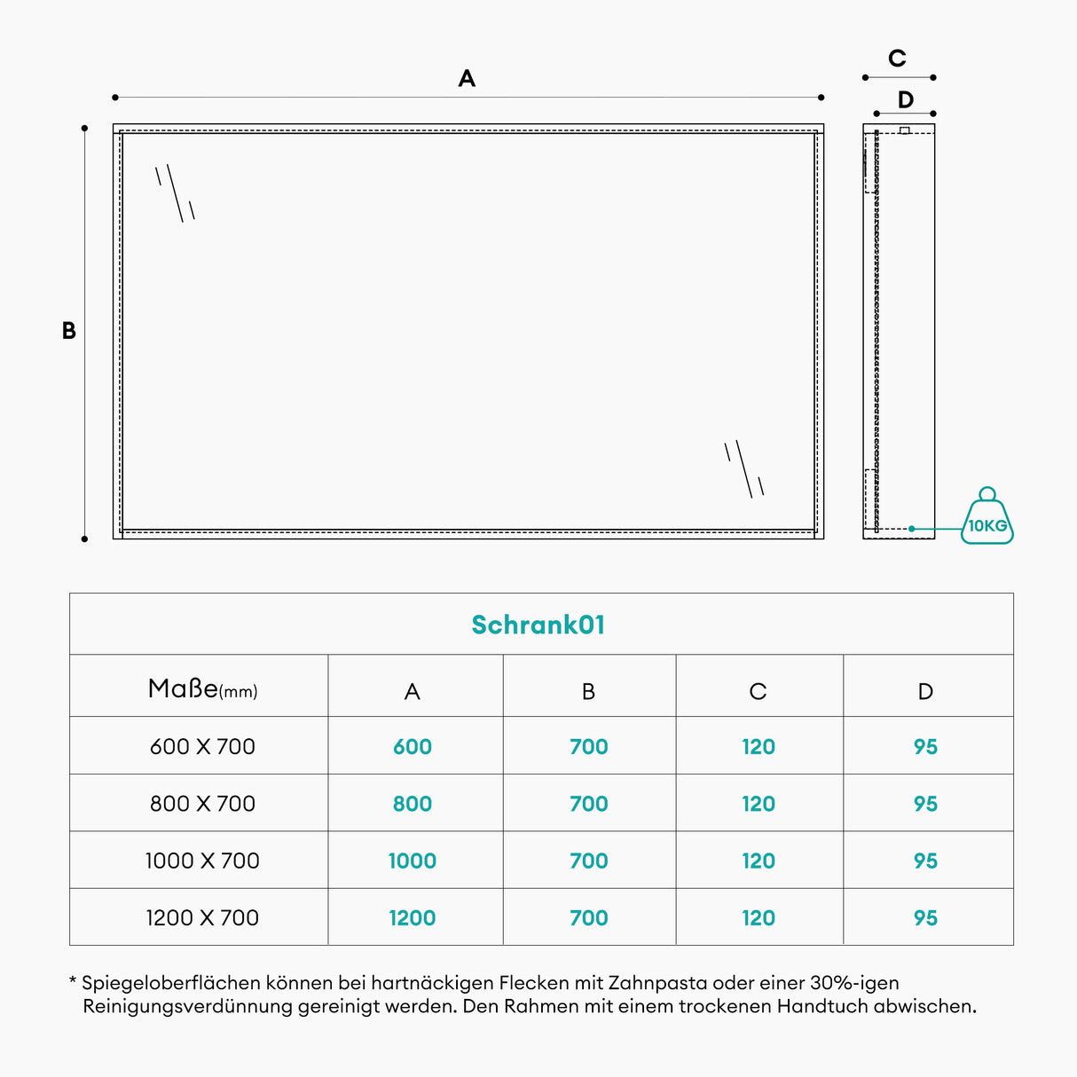 glasvilla Spiegelschrank Bad mit Beleuchtung Badezimmerschrank Hängeschrank Badezimmerspiegel Spiegelschrank-01