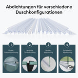 glasvilla Duschdichtung PVC | Duschtürdichtung für 6 - 8mm Glasstärke | Ersatzdichtung für Duschtüren & Duschkabinen