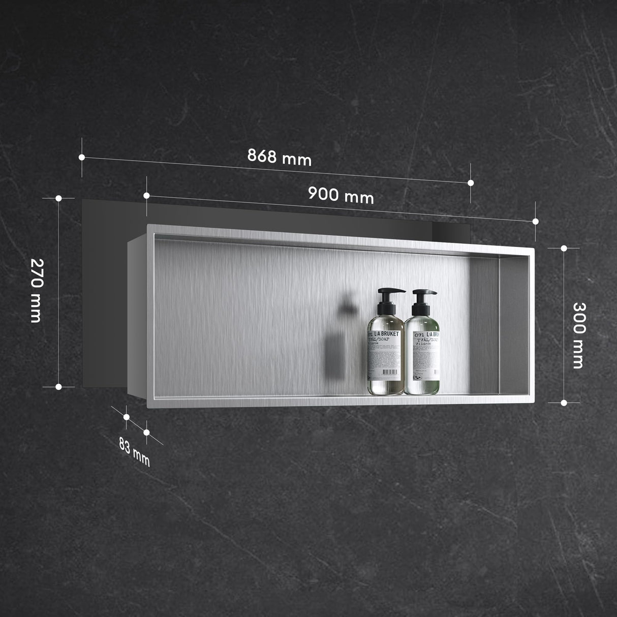glasvilla Duschnische Bad  Wandnische befliesbar aus Edelstahl Duschregal einfache Montage
