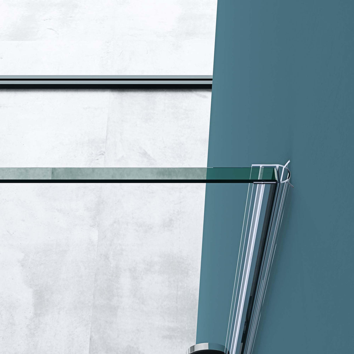 glasvilla U-Form Duschkabine Rahmenlos 195cm Schiebetür Duschabtrennung 8mm ESG Nano Klarglas 4-Punkt Halterung Duschwand Rav17-2UK